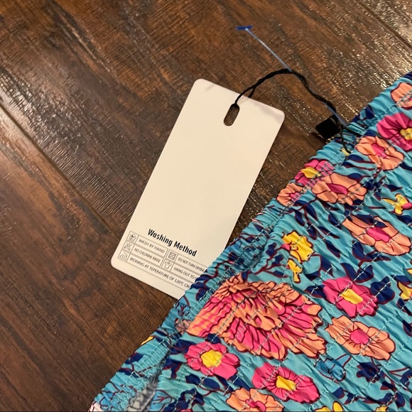 NWT Oneyim Bohemian Blue, pink orange yellow Floral, Off Shoulder XXL dress - Picture 6 of 7